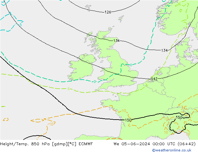 Height/Temp. 850 hPa ECMWF St 05.06.2024 00 UTC