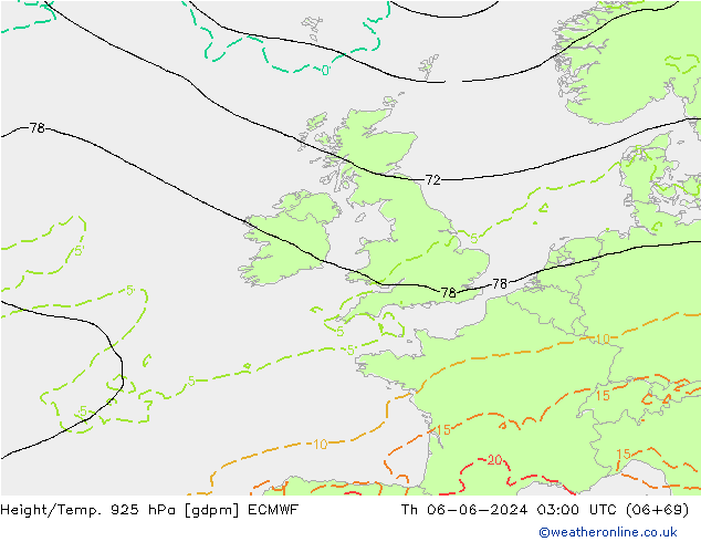 Height/Temp. 925 hPa ECMWF gio 06.06.2024 03 UTC