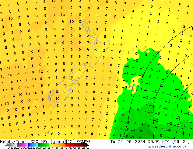 Z500/Rain (+SLP)/Z850 ECMWF Tu 04.06.2024 06 UTC