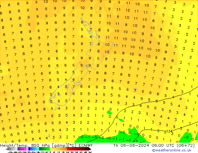 Z500/Rain (+SLP)/Z850 ECMWF jeu 06.06.2024 06 UTC