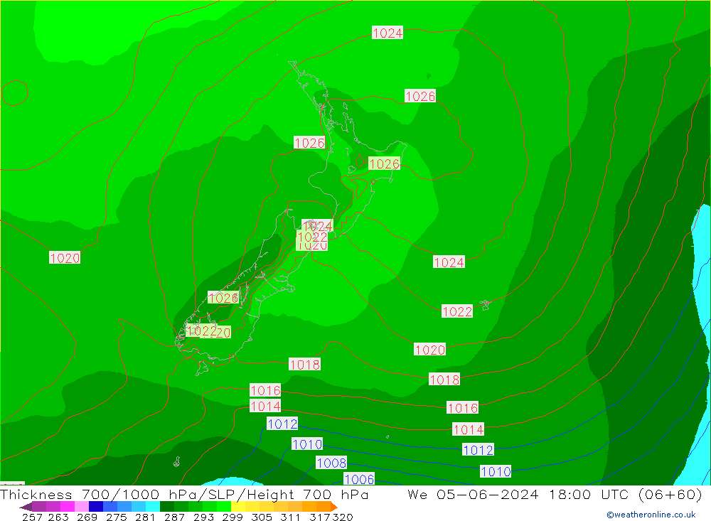 Thck 700-1000 hPa ECMWF We 05.06.2024 18 UTC