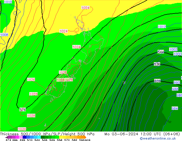 Thck 500-1000hPa ECMWF Mo 03.06.2024 12 UTC