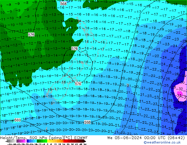 Z500/Rain (+SLP)/Z850 ECMWF śro. 05.06.2024 00 UTC