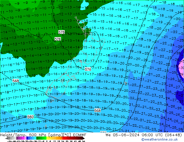 Z500/Regen(+SLP)/Z850 ECMWF wo 05.06.2024 06 UTC