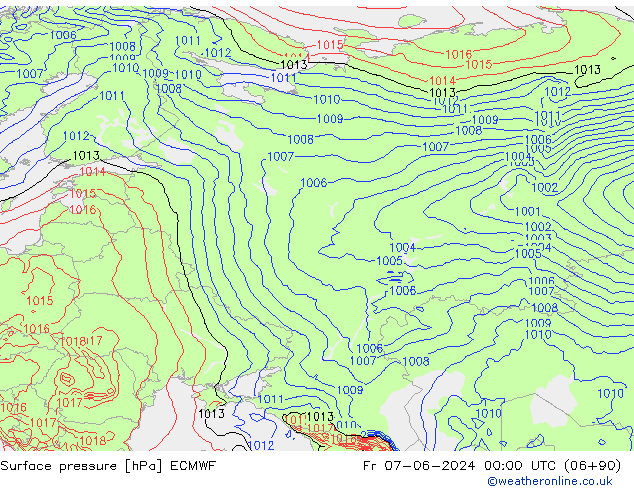 Luchtdruk (Grond) ECMWF vr 07.06.2024 00 UTC