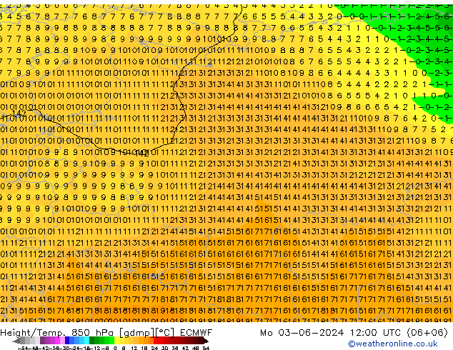 Z500/Rain (+SLP)/Z850 ECMWF Seg 03.06.2024 12 UTC