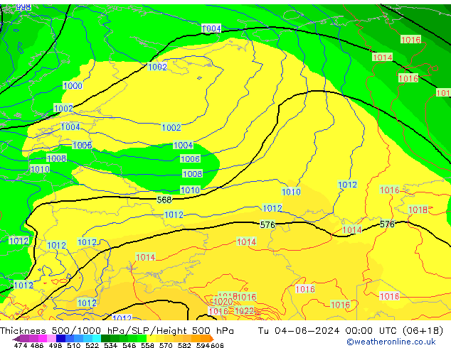 Thck 500-1000hPa ECMWF Tu 04.06.2024 00 UTC