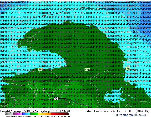 Z500/Rain (+SLP)/Z850 ECMWF Seg 03.06.2024 12 UTC