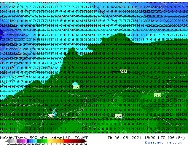 Z500/Rain (+SLP)/Z850 ECMWF jeu 06.06.2024 18 UTC