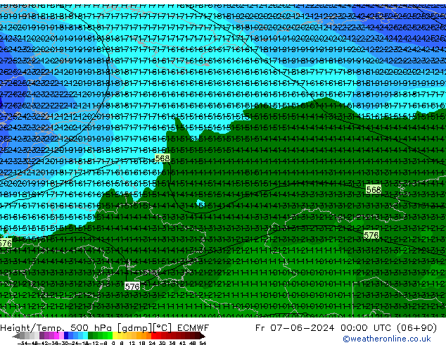 Height/Temp. 500 hPa ECMWF Fr 07.06.2024 00 UTC