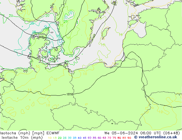 Isotachs (mph) ECMWF  05.06.2024 06 UTC