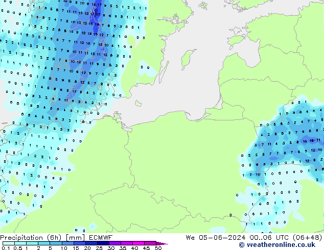 Z500/Rain (+SLP)/Z850 ECMWF śro. 05.06.2024 06 UTC