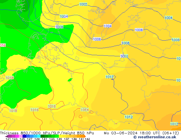 Thck 850-1000 hPa ECMWF pon. 03.06.2024 18 UTC