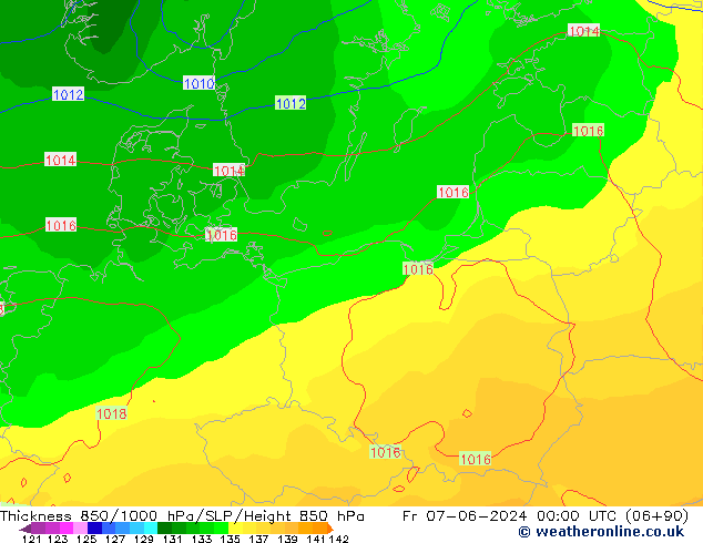 Thck 850-1000 hPa ECMWF Fr 07.06.2024 00 UTC