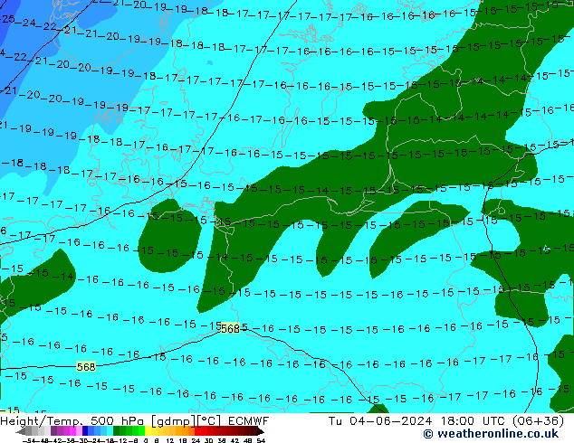 Height/Temp. 500 hPa ECMWF Ter 04.06.2024 18 UTC