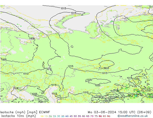 Isotachen (mph) ECMWF Mo 03.06.2024 15 UTC