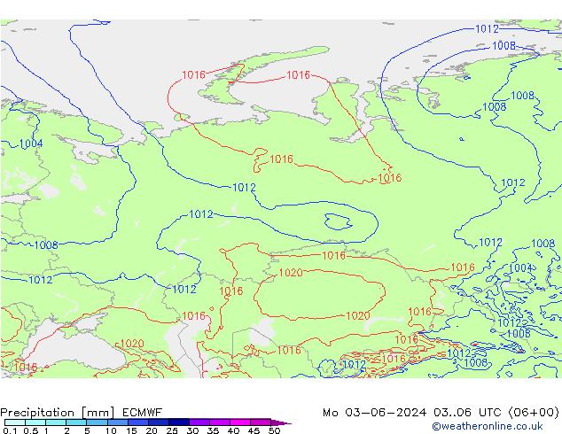 Srážky ECMWF Po 03.06.2024 06 UTC