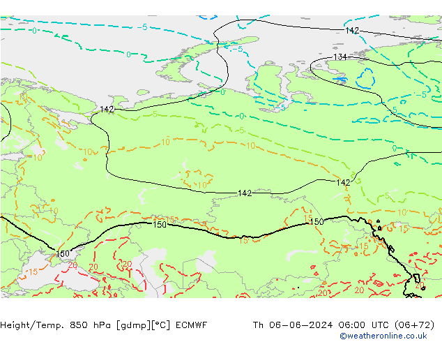Z500/Rain (+SLP)/Z850 ECMWF Čt 06.06.2024 06 UTC