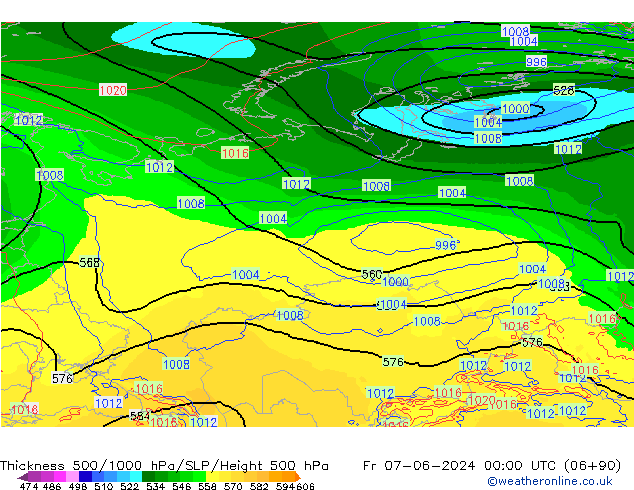 500-1000 hPa Kalınlığı ECMWF Cu 07.06.2024 00 UTC