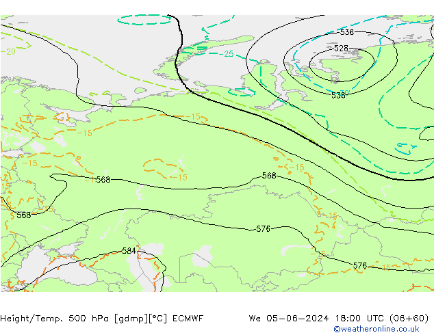 Z500/Rain (+SLP)/Z850 ECMWF Mi 05.06.2024 18 UTC