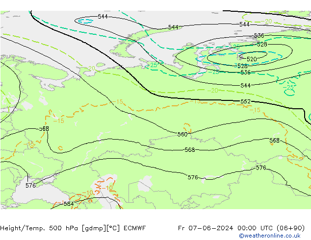 Height/Temp. 500 hPa ECMWF ven 07.06.2024 00 UTC