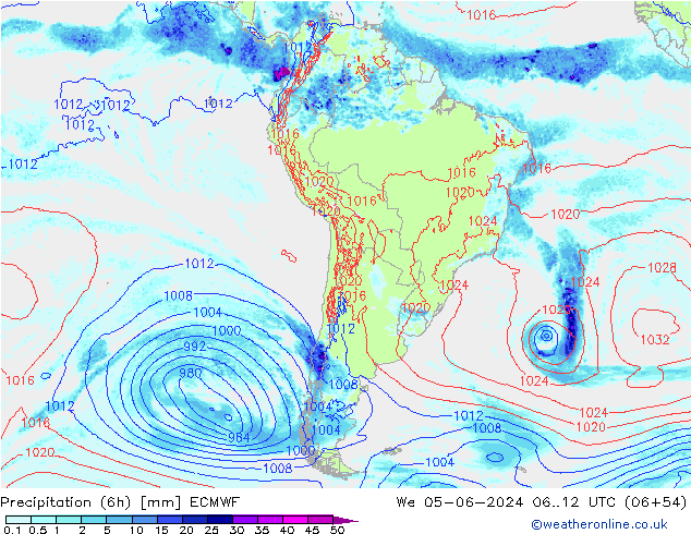 Z500/Rain (+SLP)/Z850 ECMWF Qua 05.06.2024 12 UTC