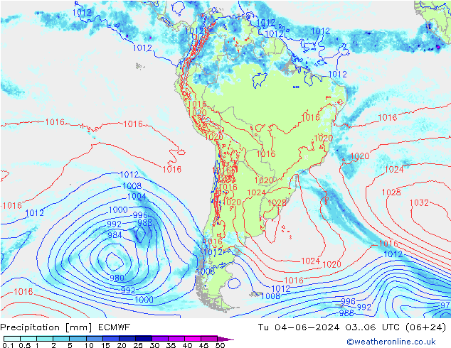 Precipitation ECMWF Tu 04.06.2024 06 UTC