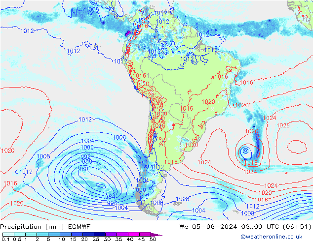 Niederschlag ECMWF Mi 05.06.2024 09 UTC