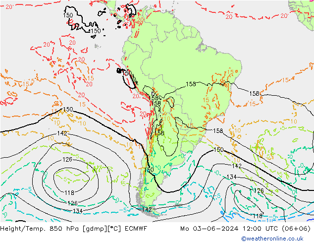 Z500/Rain (+SLP)/Z850 ECMWF Po 03.06.2024 12 UTC