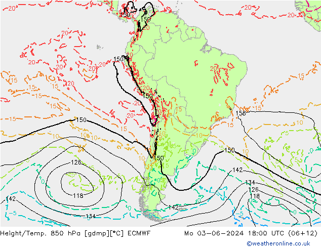 Z500/Rain (+SLP)/Z850 ECMWF pon. 03.06.2024 18 UTC