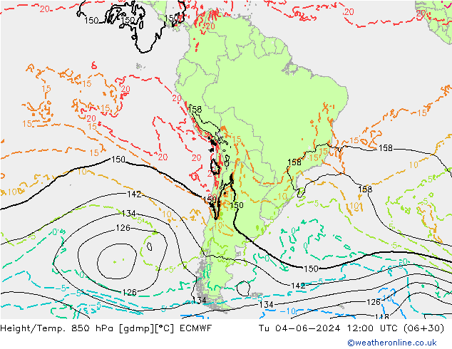 Z500/Rain (+SLP)/Z850 ECMWF Tu 04.06.2024 12 UTC