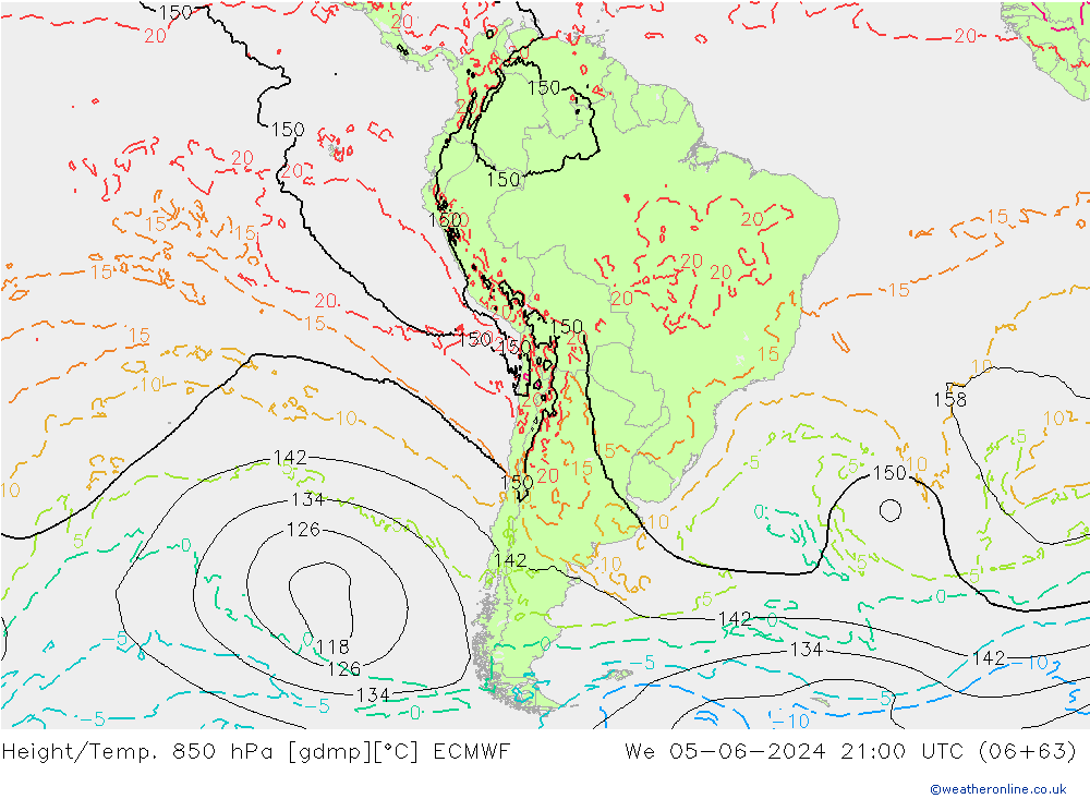 Yükseklik/Sıc. 850 hPa ECMWF Çar 05.06.2024 21 UTC