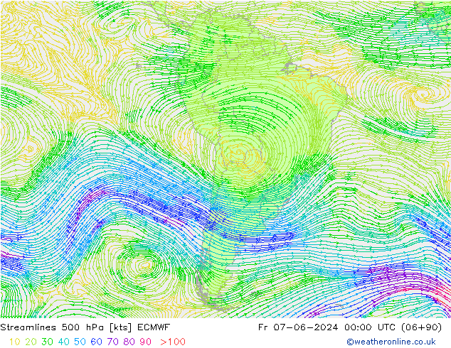 Streamlines 500 hPa ECMWF Fr 07.06.2024 00 UTC