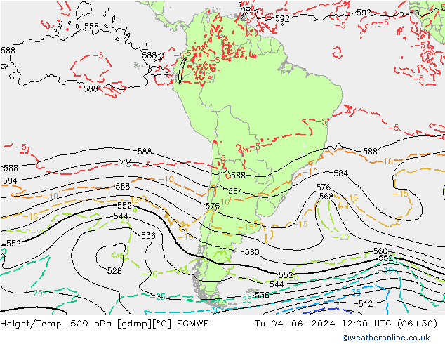 Z500/Rain (+SLP)/Z850 ECMWF Tu 04.06.2024 12 UTC