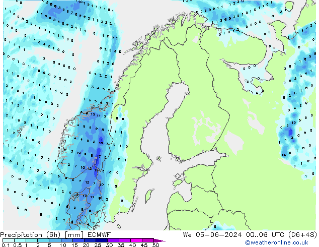 Z500/Rain (+SLP)/Z850 ECMWF Mi 05.06.2024 06 UTC