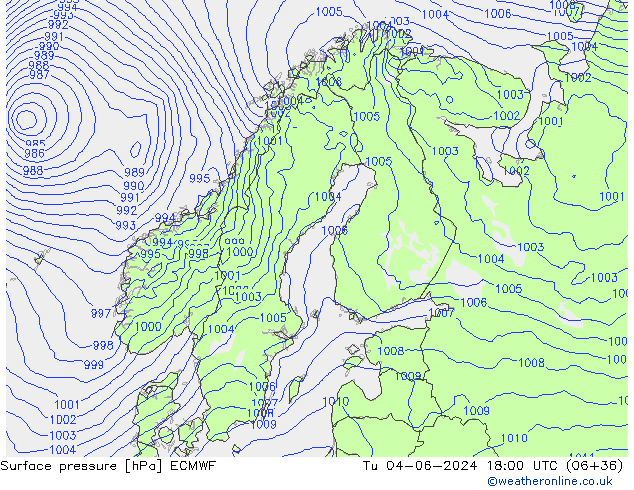 Presión superficial ECMWF mar 04.06.2024 18 UTC