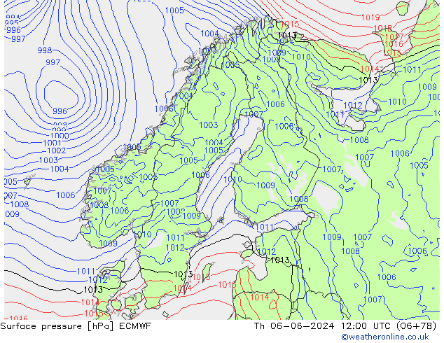 приземное давление ECMWF чт 06.06.2024 12 UTC