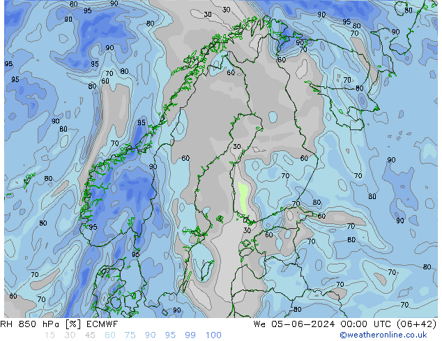 RH 850 hPa ECMWF We 05.06.2024 00 UTC