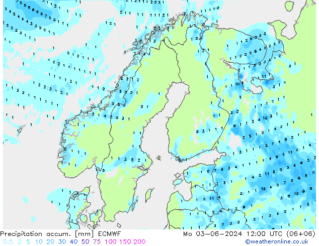 Precipitación acum. ECMWF lun 03.06.2024 12 UTC