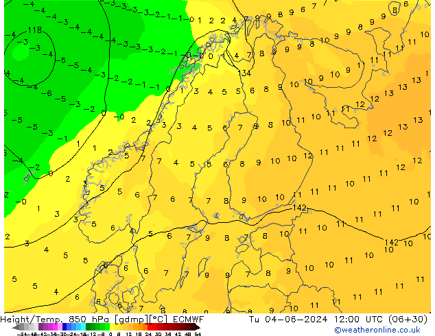 Z500/Rain (+SLP)/Z850 ECMWF mar 04.06.2024 12 UTC