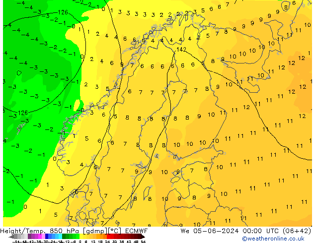 Z500/Rain (+SLP)/Z850 ECMWF We 05.06.2024 00 UTC