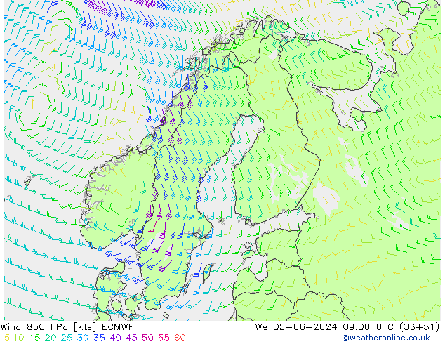 Wind 850 hPa ECMWF We 05.06.2024 09 UTC