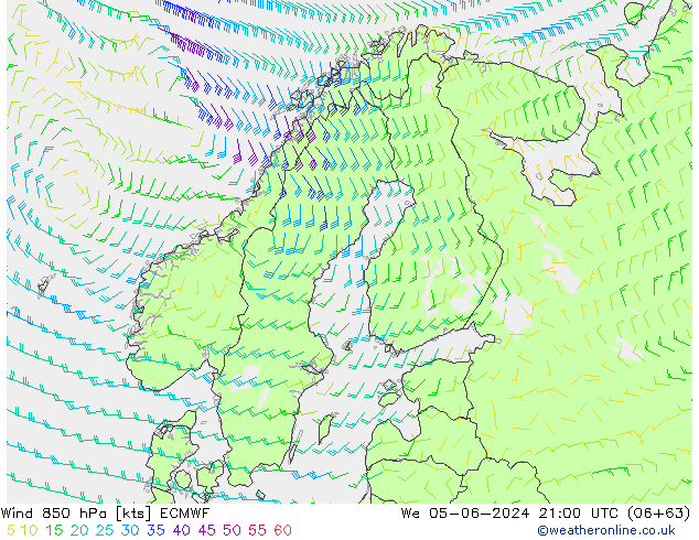 Wind 850 hPa ECMWF wo 05.06.2024 21 UTC