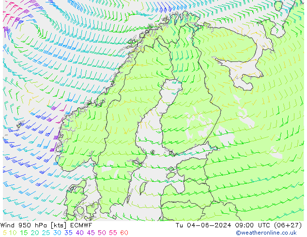 Wind 950 hPa ECMWF Di 04.06.2024 09 UTC