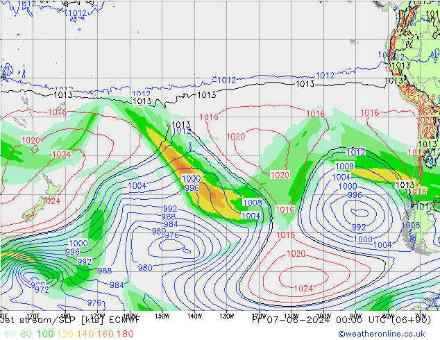 Jet stream/SLP ECMWF Fr 07.06.2024 00 UTC