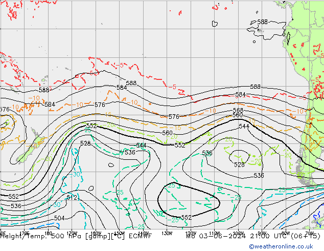 Height/Temp. 500 hPa ECMWF Mo 03.06.2024 21 UTC