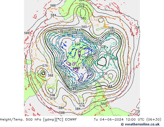 Height/Temp. 500 hPa ECMWF mar 04.06.2024 12 UTC