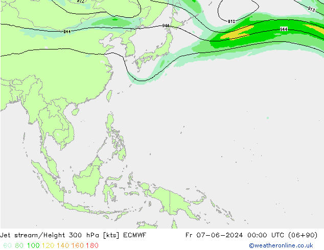 Straalstroom ECMWF vr 07.06.2024 00 UTC