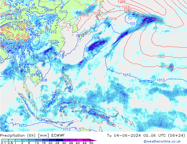 Z500/Regen(+SLP)/Z850 ECMWF di 04.06.2024 06 UTC