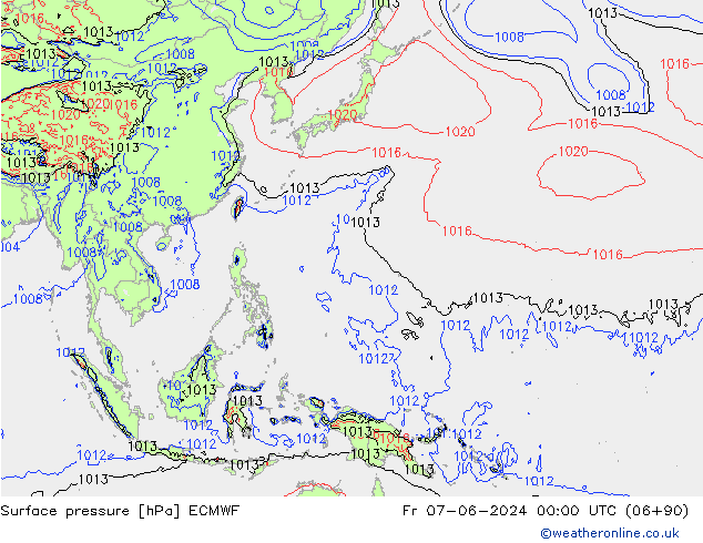 Luchtdruk (Grond) ECMWF vr 07.06.2024 00 UTC